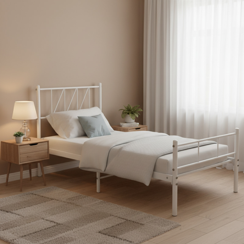 سرير حديد مقاس 90*190 WHITE 3927