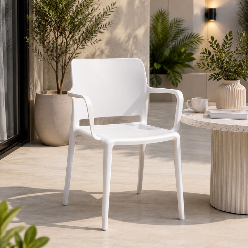 كرسي بلاستيك مفرد P-28 WHITE