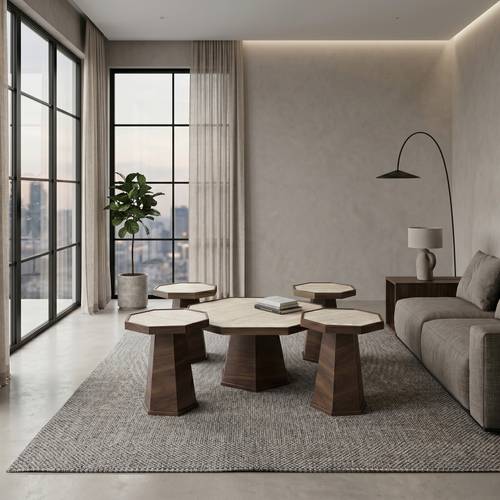طقم طاولات خدمة 4+1 بتصميم ثماني عصري