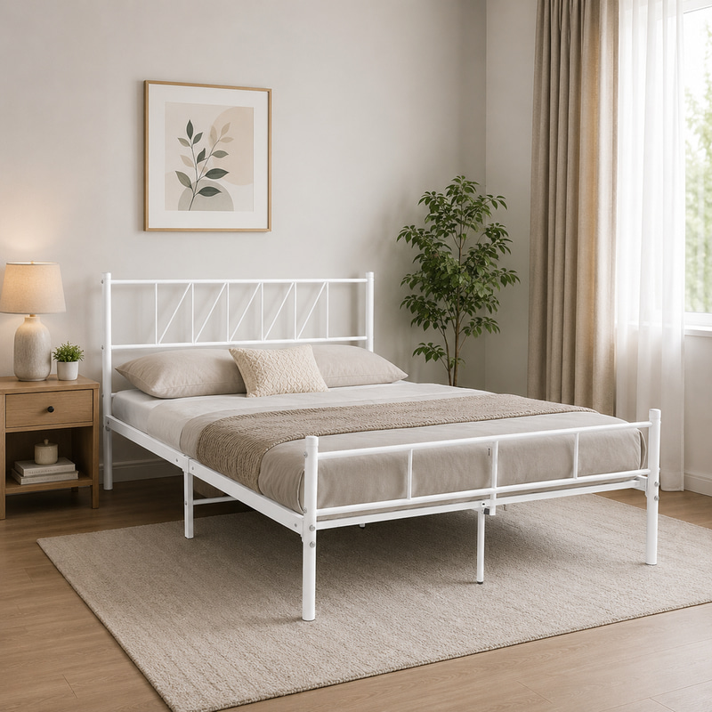 سرير حديد مقاس 140*200 WHITE 3929