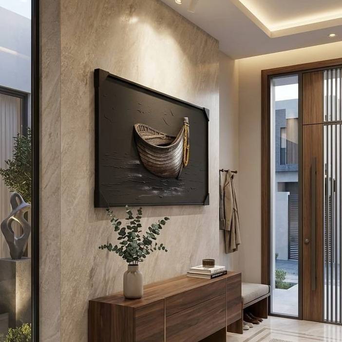 لوحة جدارية فاخرة – إطار خشب طبيعي (140×70 سم)