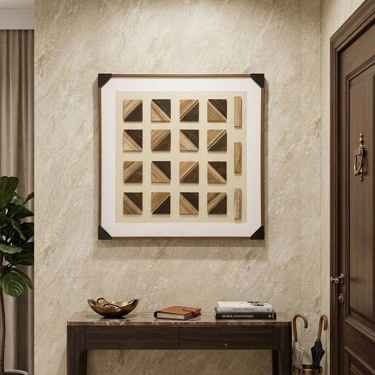 لوحة جدارية فاخرة – إطار خشب طبيعي (100×100 سم)