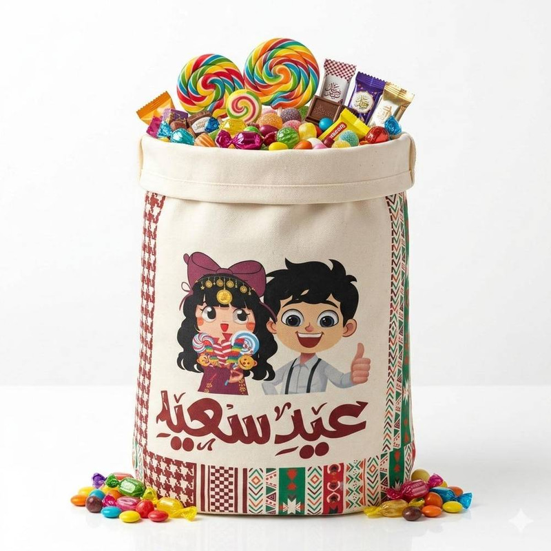 كيس مفرحات العيد  كبير بعبارة عيد سعيد