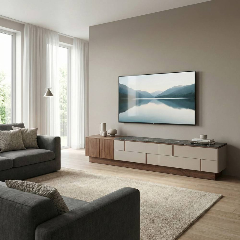 طاولة تلفاز مودرن فخامة واناقة وسطح رخامي 220 سم