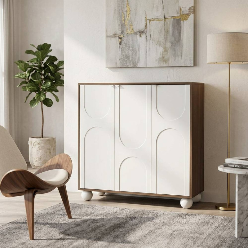 Modern Two-Tone Shoe Cabinet