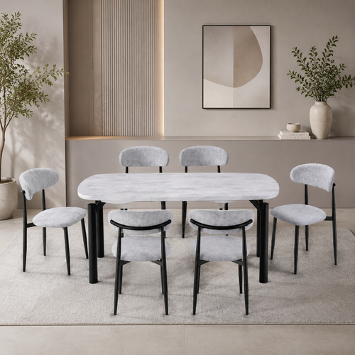 طاولة طعام رخام 6 كراسي M-027 gray