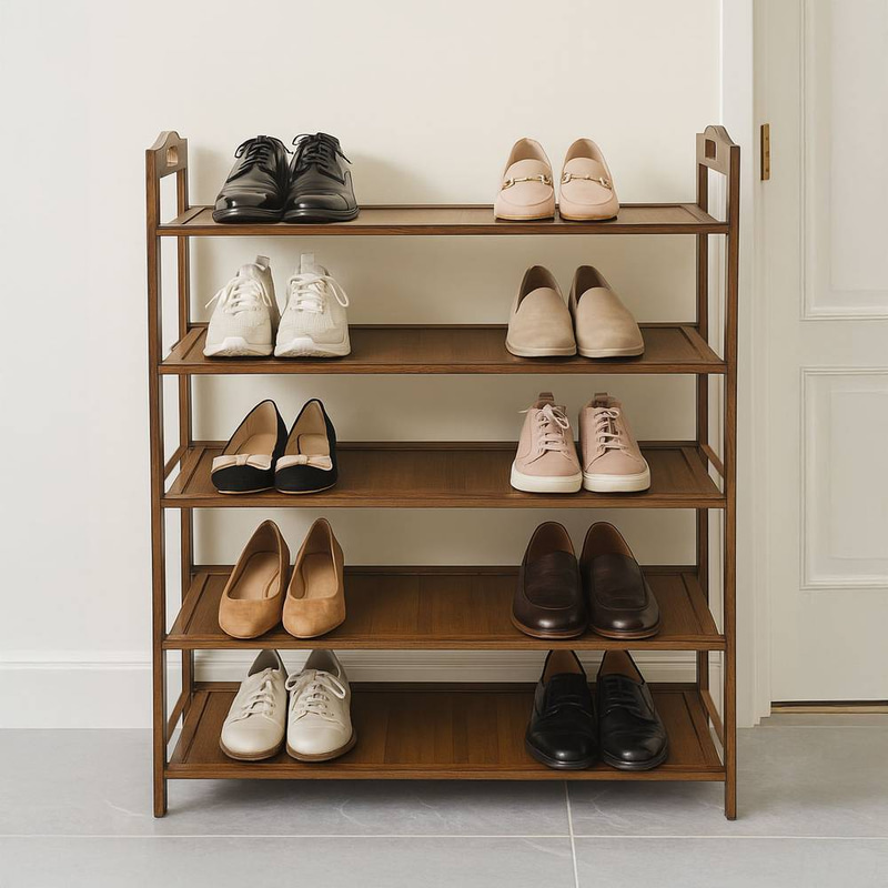 Dark Wood 5-Tier Shoe Organizer, 68 cm