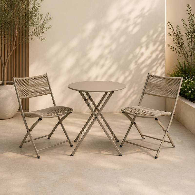 طقم كرسيين وطاولة CCT720 BEIGE