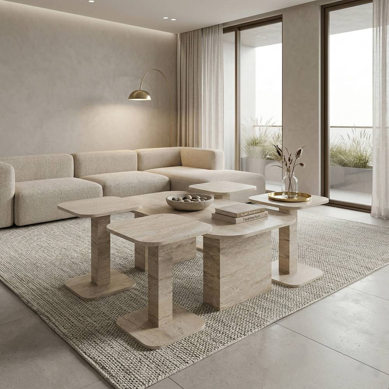 طقم طاولات قهوة مودرن بتصميم ذكي (5 قطع)