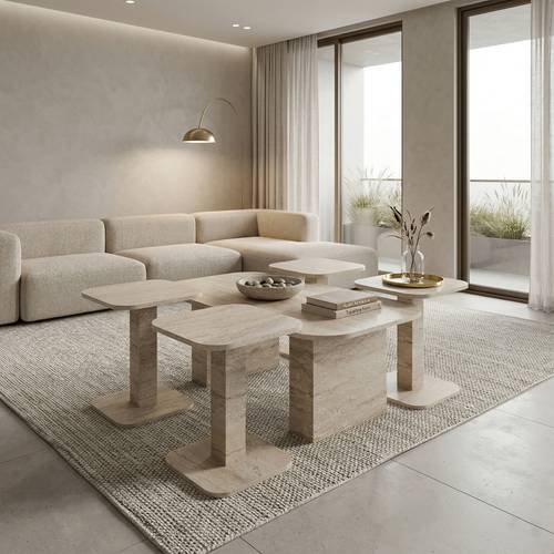 طقم طاولات قهوة مودرن بتصميم ذكي (5 قطع)
