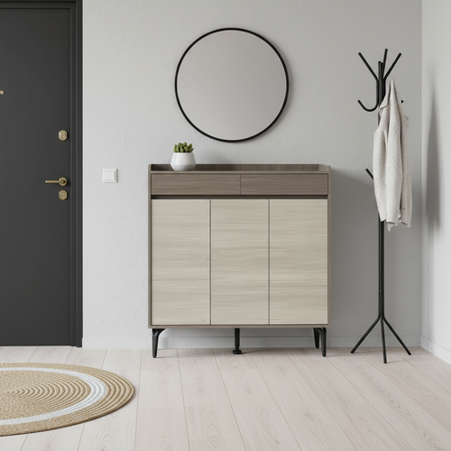 دولاب أحذية أنيق بتصميم عصري 3 أبواب وأدراج