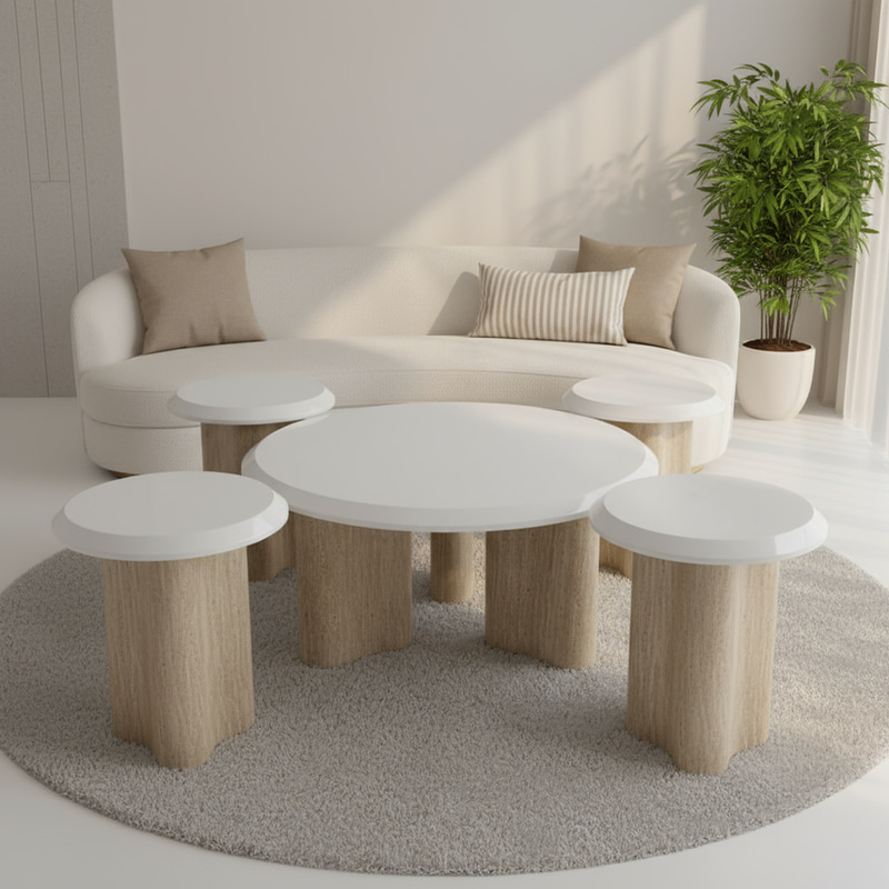 طقم طاولات شاي فاخر 1+4 بتصميم عصري
