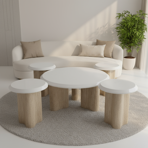 طقم طاولات شاي فاخر 1+4 بتصميم عصري