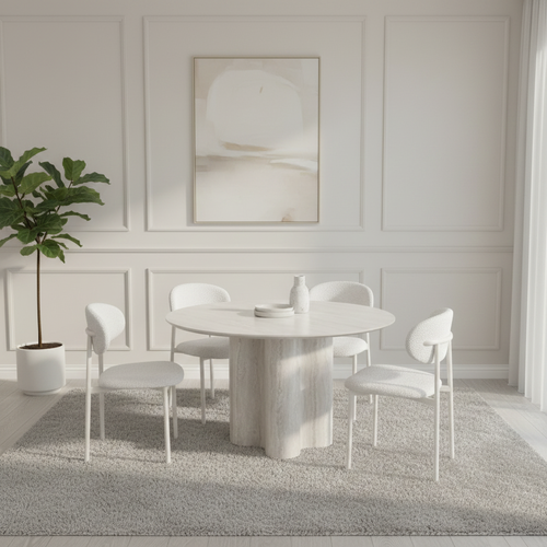 طقم طاولة طعام دائرية سيراميك (DT-6107YB/1+4) بتصميم عصري وأنيق