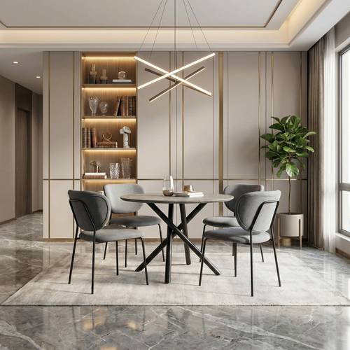 طقم طاولة طعام دائري (4+1) بتصميم عصري