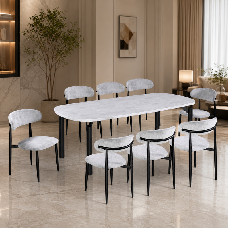 طاولة طعام رخام 8 كرسي M-025 GREY/GREY