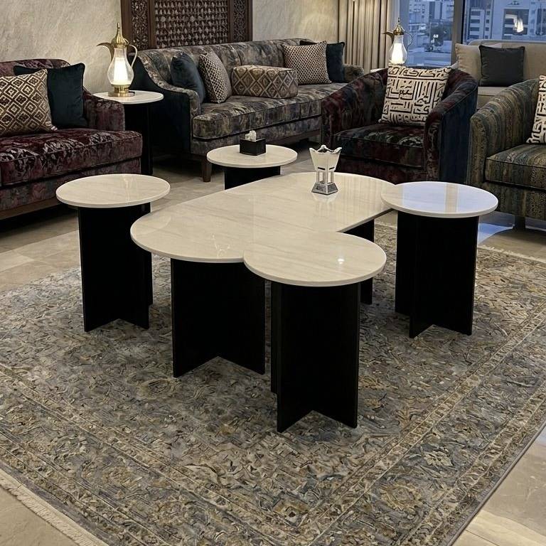 طقم طاولات قهوة مودرن بتصميم مميز (4+1)
