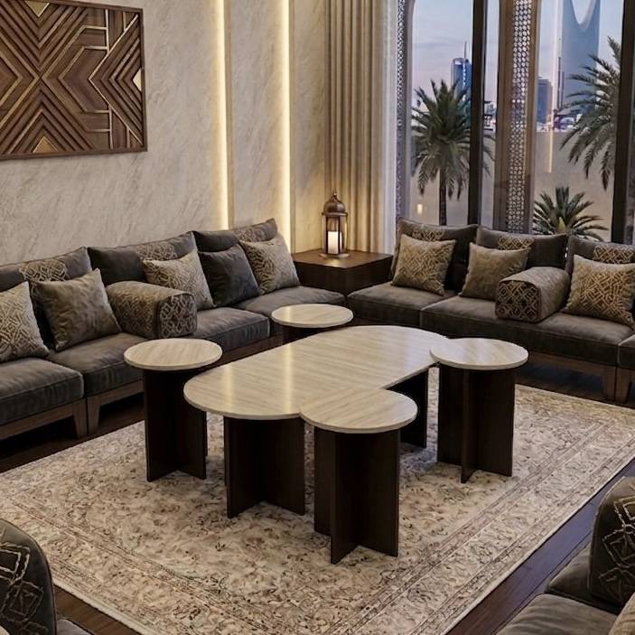 طقم طاولات قهوة مودرن بتصميم مميز (4+1)