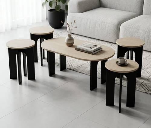 طقم طاولات خشب بتصميم عصري وأنيق
