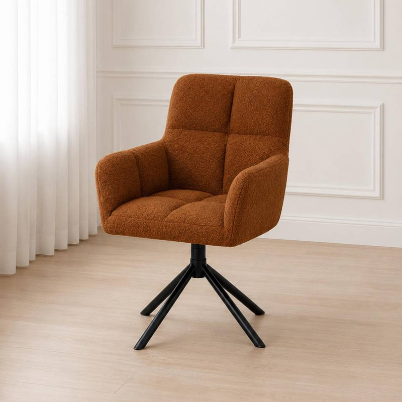 Modern Bouclé Swivel Accent Chair