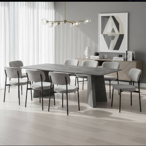 طقم طاولة طعام خشب M-037 GREY مع 8 كراسي