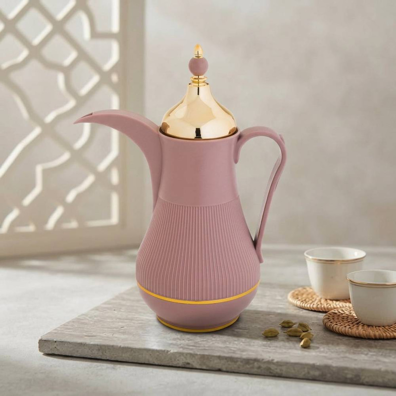 دلة قهوة فاخرة بتصميم أنيق بلمسات ذهبية 1 لتر 