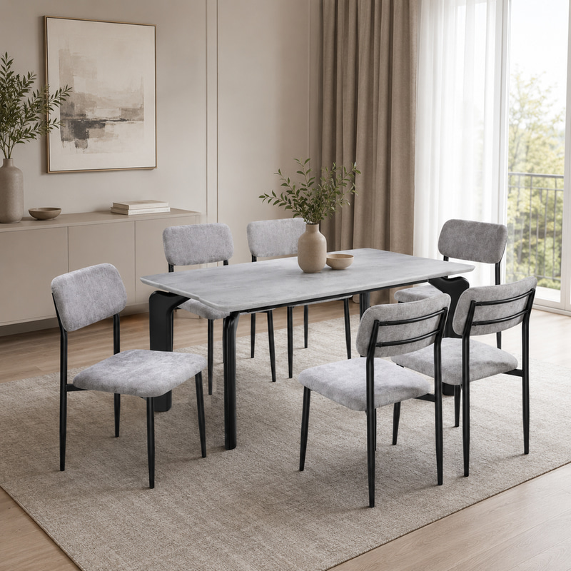 طاولة طعام رخام 6 كرسي M-027 GREY/GREY