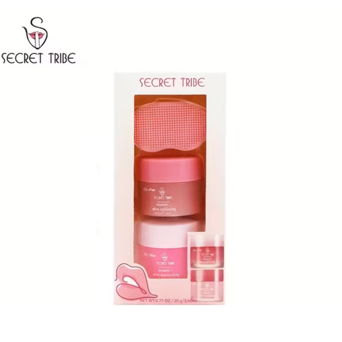 Secret Tribe Lip Care Set – Lip Balm, Exfoliating Scrub & Lip Brush