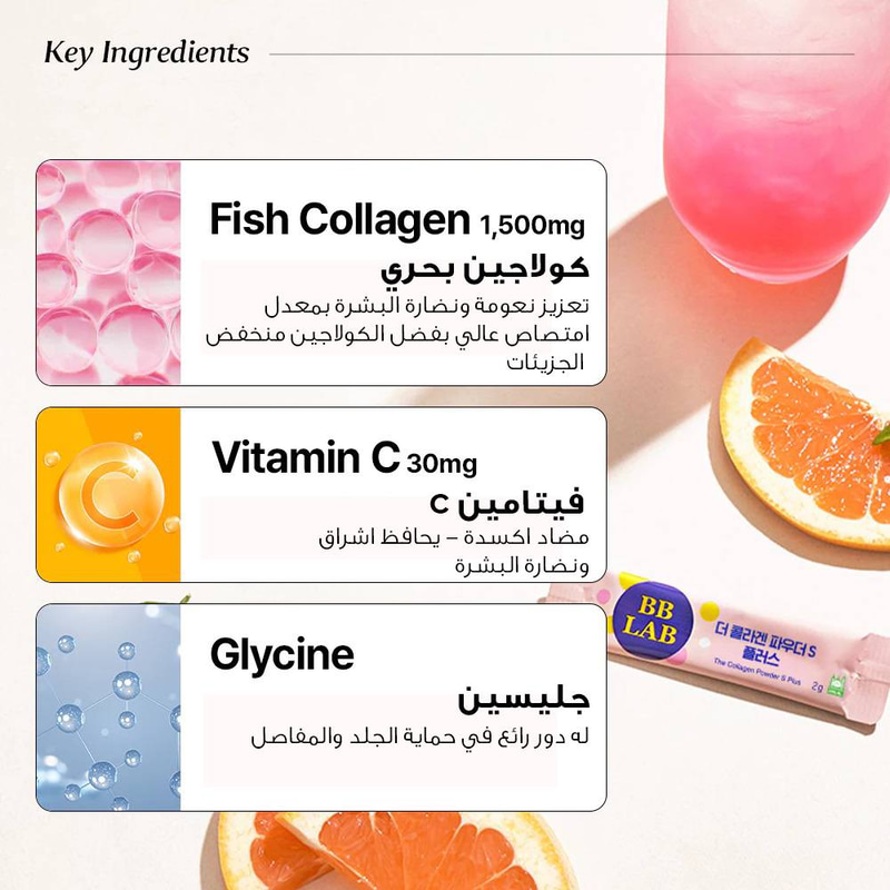 عرض بي بي لاب مسحوق الكولاجين البحري S Plus ( التركيز الأعلى لمقاومة الشيخوخة ونضارة البشرة )عرض 2+1