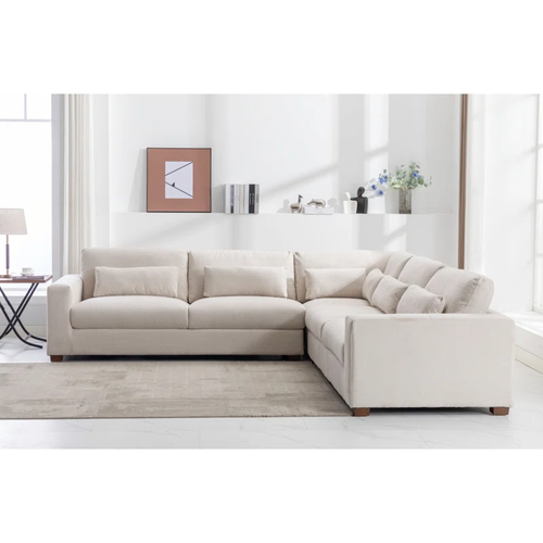 ركنة فاخرة بـ 3 قطع – تصميم عصري مع 6 وسائد مريحة - 3-Piece Luxury Corner Sofa – Modern Design with 6 Comfortable Cushions
