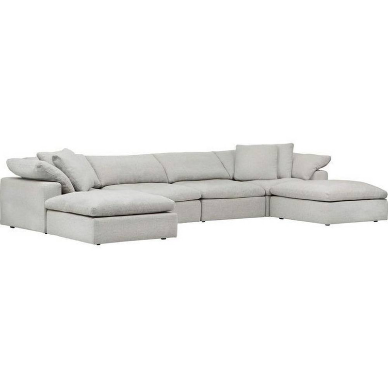 كنبة دائرية خشب سويدي و كتان - رمادي, Swedish wood and linen round sofa - gray
