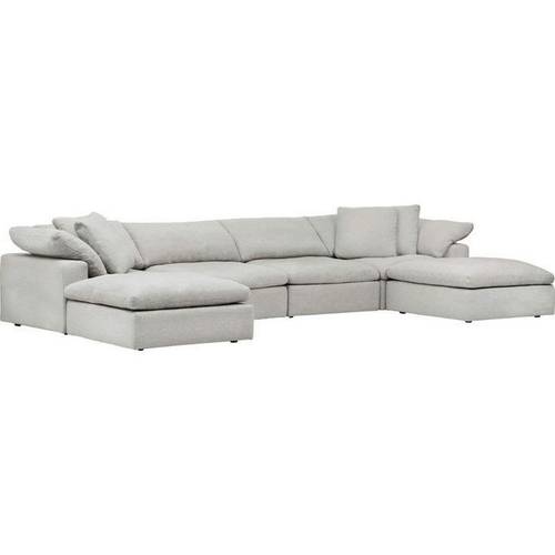 كنبة دائرية خشب سويدي و كتان - رمادي, Swedish wood and linen round sofa - gray
