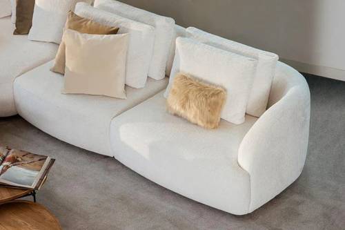 كنب ركني عصري بوكليه ابيض على شكل U - Modern U-shaped Boucle White Corner Sofa
