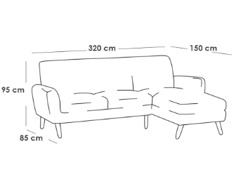 كنبة زاوية - خشب سويدي - رمادي - Corner Sofa - Swedish Wood - Grey
