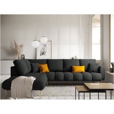 كنبة زاوية حرف - L- أسود - L-Shaped Corner Sofa - Black
