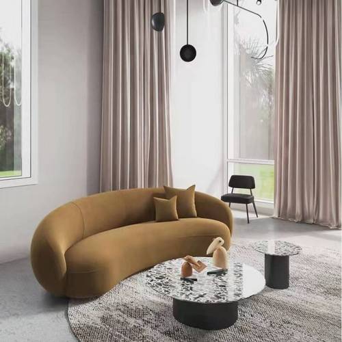 كنبة ثلاث مقاعد سويدي ومخمل - بني - Swedish Velvet Three-Seater Sofa - Brown
