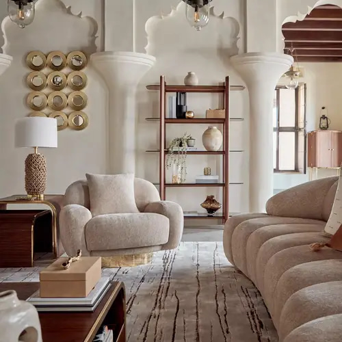 Fabric armchair - off-white