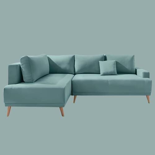 كنب ركني زاوية بأرجل خشبية - تصميم أنيق بشكل L وراحة مثالية - L-Shaped Sectional Sofa with Wooden Legs
