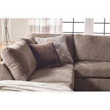 كنبة زاوية خشب سويدي وخيش - بني - Swedish Wood and Burlap Sectional Sofa - Brown