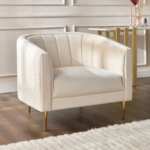 Clara Velvet Armchair - Off White
