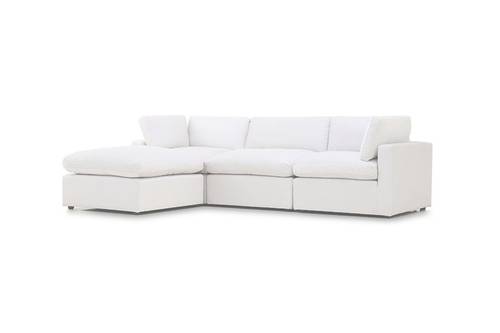 كنبة ركني وكرسي زاوية كلاود أبيض على شكل L - L-Shape Cloud White Corner Sofa and Angle Chair
