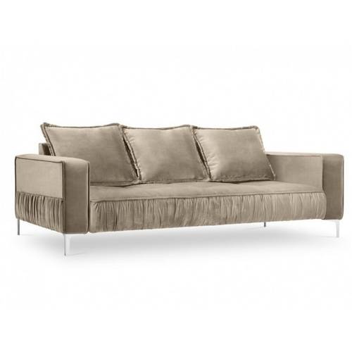 Luxury Beige Velvet Sofa - كنبة مخملية فاخرة باللون البيج
