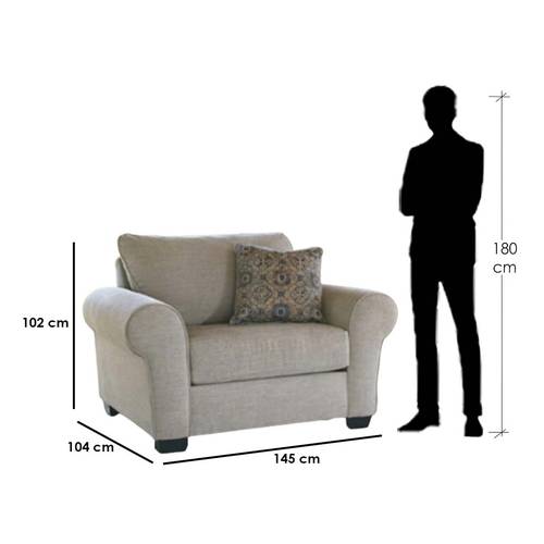 كنبة مقعدين خشب سويدي - بيج - Swedish Wood Two-Seater Sofa - Beige
