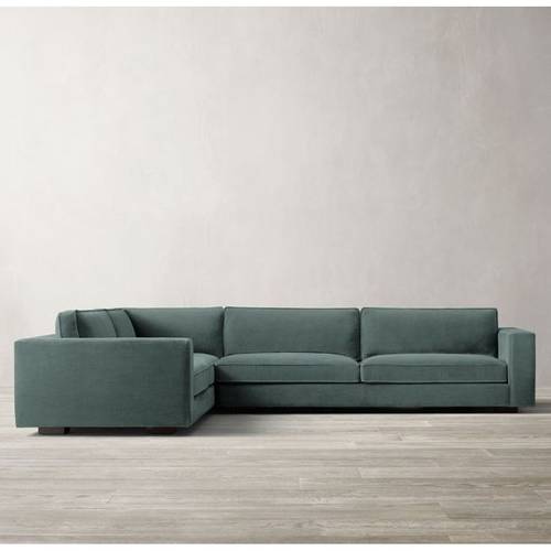 Linen and Swedish Corner Sofa - Green - كنبة زاوية كتان و سويدي - أخضر
