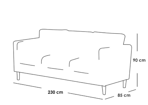 كنبة ثلاث مقاعد خشب سويدي ومخمل - أزرق - Three-Seater Sofa Swedish Wood and Velvet - Blue
