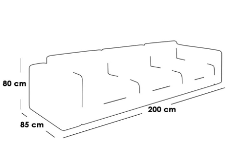 كنبة ثلاث مقاعد بوليستر وخشب سويدي - رمادي - Three-Seat Sofa, Polyester and Swedish Wood - Grey
