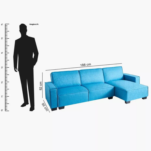 كنب زاوية خشب و قماش لبني - Light Blue Fabric and Wood Corner Sofa