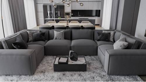 كنبة زاوية رمادية - Grey Corner Sofa
