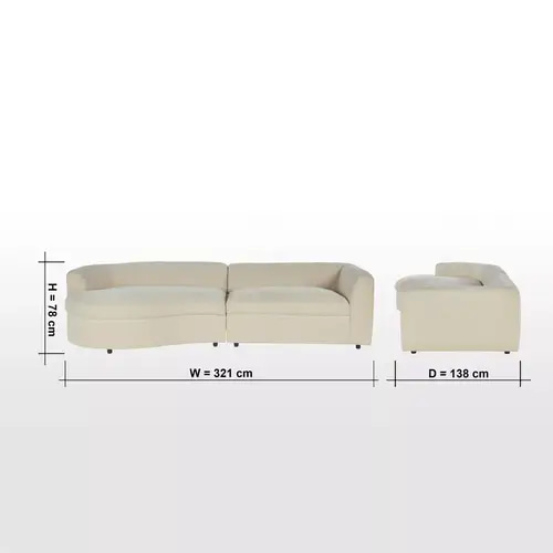 كنبة ركنية قماش يسار - Left Fabric Corner Sofa