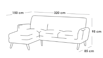 كنبة زاوية حرف L - رمادي, L-Shaped Corner Sofa - Grey